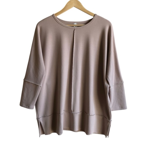 Spanx‎ P.L.T Dolman Long Sleeve Pullover Sweatshirt NWOT Taupe Size 1X - Picture 3 of 15